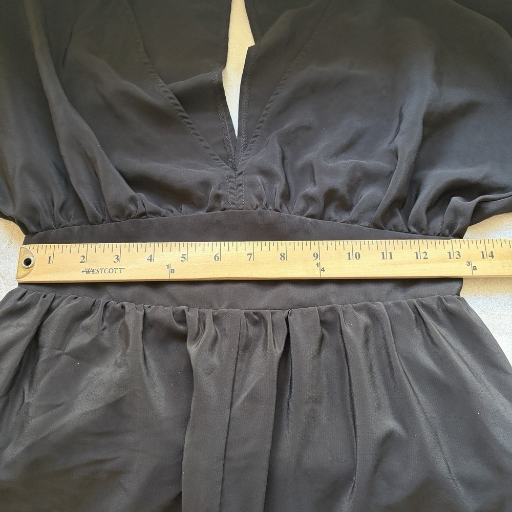 ASOS Design V Neck Kimono Sleeve Jumpsuit Women 4 Black Wide Leg Empire Waist - Picture 5 of 9